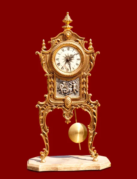 Ancient vintage brass pendulum clock — Zdjęcie stockowe