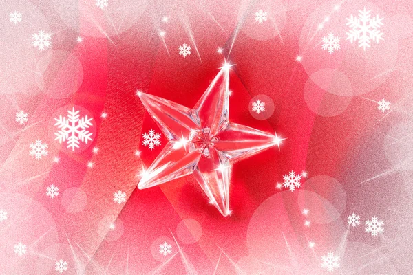 Karácsonyi üveg csillag a piros szalag — Stock Fotó