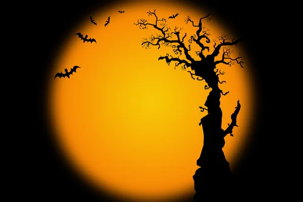 Hallowwen bakgrund illustration med bat träd — 图库照片