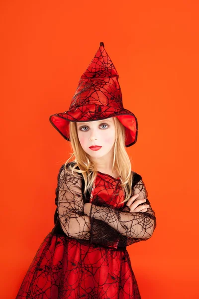 Halloween gyerek lány jelmez-narancssárga — Stock Fotó