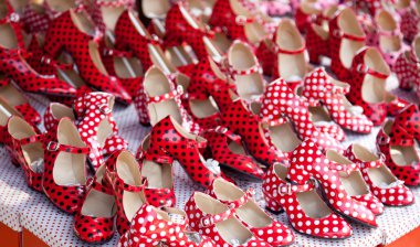 Gypsy red shoes with polka dot spots clipart