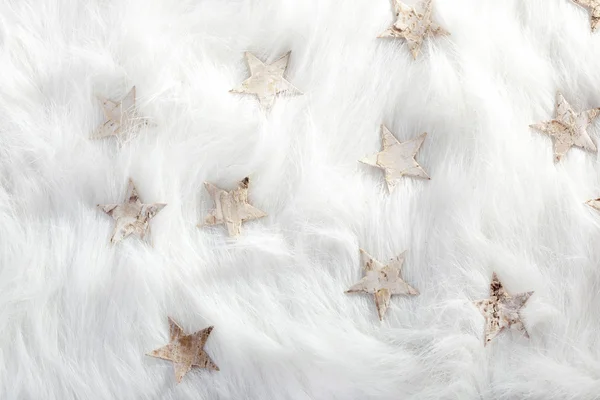 Natale stelle bianche su neve di pelo — Foto Stock