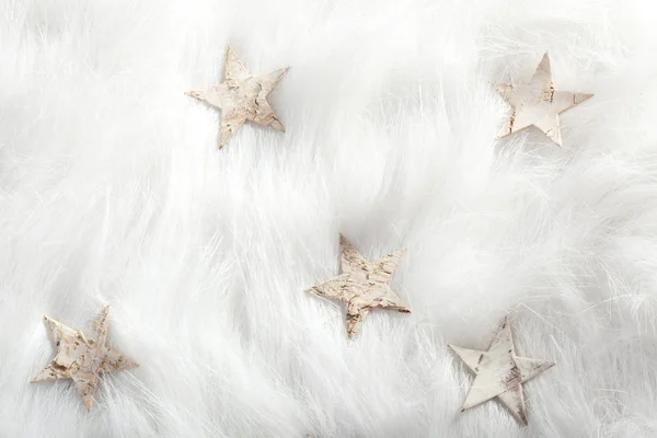 Christmas white stars on fur snow — Stock Photo, Image