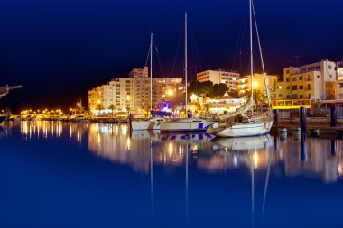 San Antonio de Portmany night port in Ibiza clipart