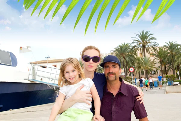 Family tourist in Ibiza town port — Stock Photo, Image