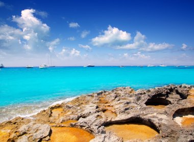 Rocky shore of formentera turquoise sea clipart