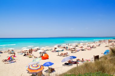 Formentera migjorn Els Arenals beach in summer clipart