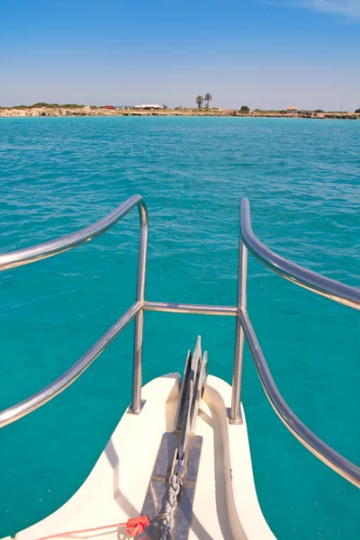 Boat bow in Illetes Formentera Ibiza island — Stock Photo, Image