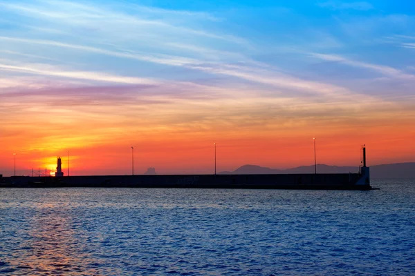 Ibiza bergen op zonsondergang uitzicht vanaf formentera — Stockfoto