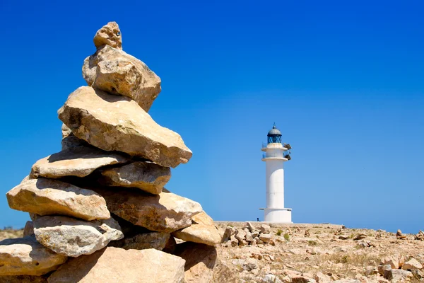 Barbaria formentera Lighthouse make a wish stones — Stock Photo, Image