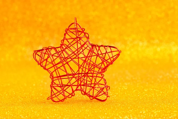 Noel golden star altın üzerine tel — Stok fotoğraf