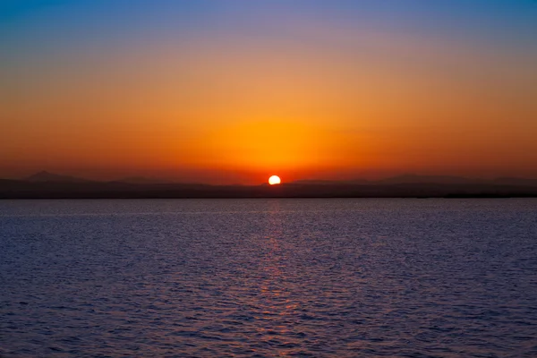 Solnedgång i albufera sjön valencia Spanien — Stockfoto