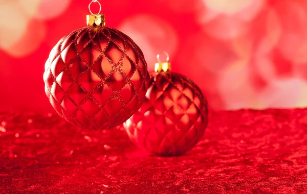 Kerstkaart voor rode capiton bauble — Stockfoto