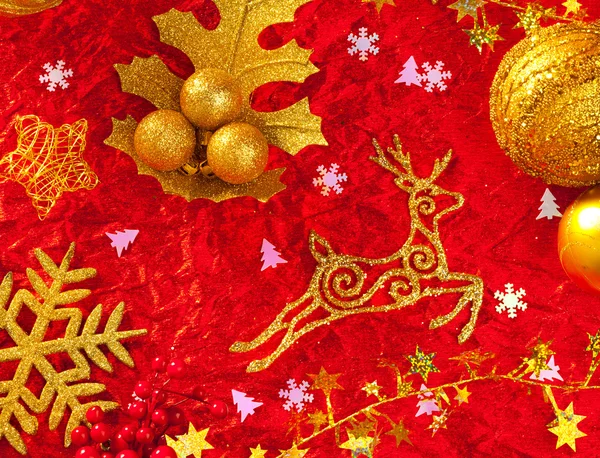 Fondo tarjeta de Navidad oro y rojo — Foto de Stock