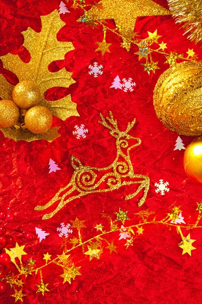 Fundo do cartão de Natal dourado e vermelho — Fotografia de Stock
