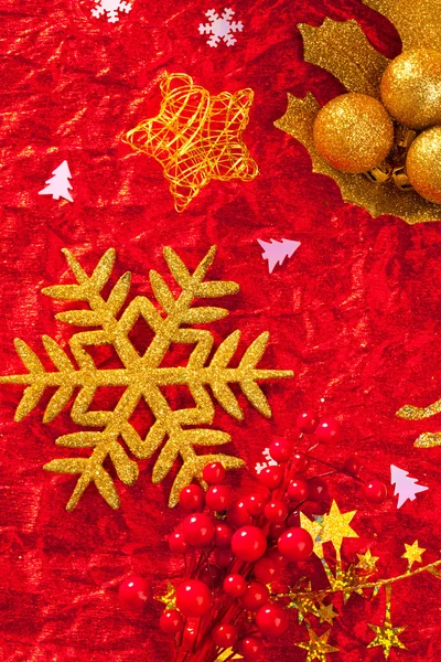 Karácsonyi kártya hópehely arany és vörös — Stock Fotó
