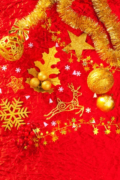 クリスマス カード背景黄金と赤 — ストック写真