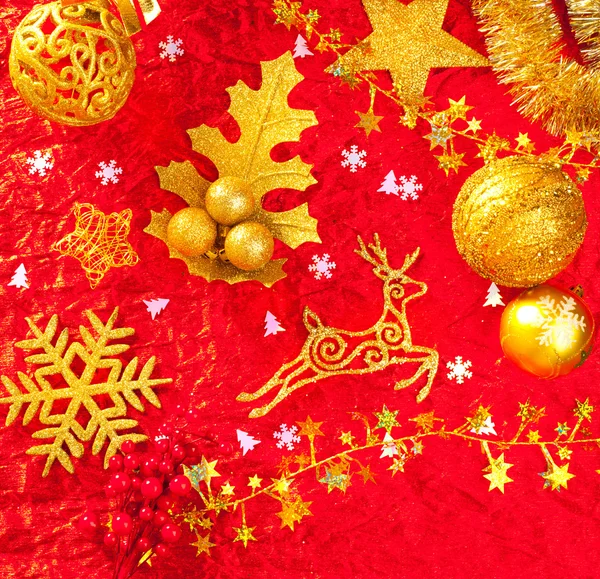 クリスマス カード背景黄金と赤 — ストック写真
