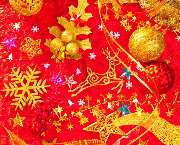 Fundo do cartão de Natal dourado e vermelho — Fotografia de Stock