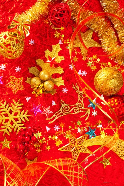 Vánoční přání pozadí zlatá a červená — Stock fotografie