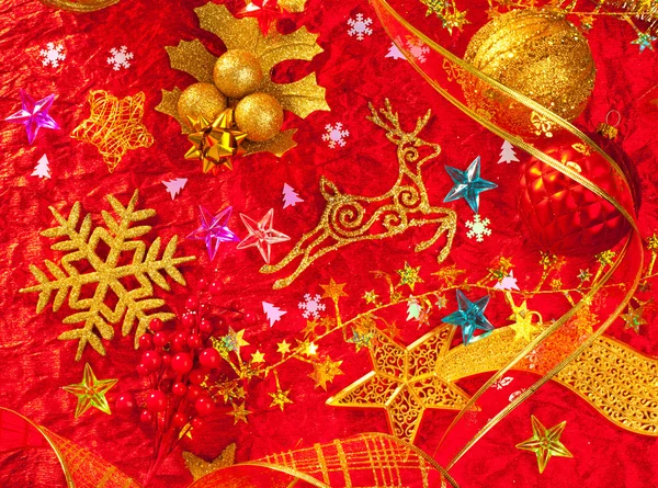 Vánoční přání pozadí zlatá a červená — Stock fotografie
