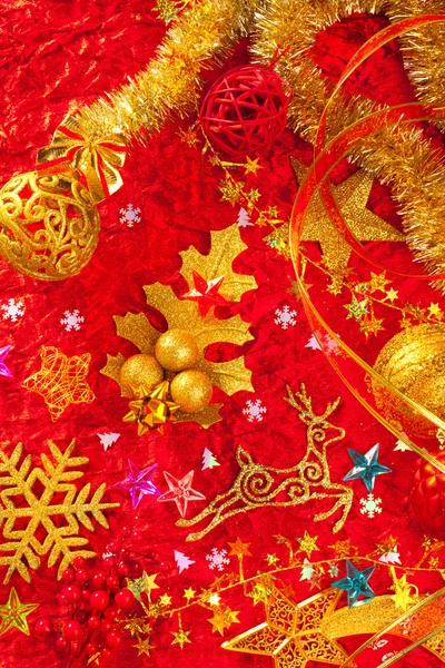 Noel kartı arka plan altın ve kırmızı — Stok fotoğraf