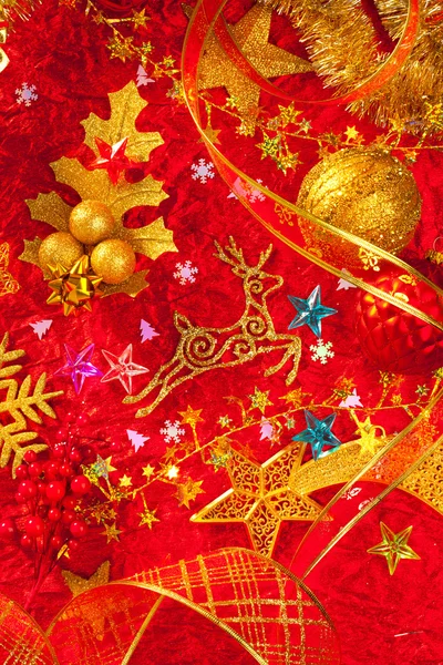 圣诞卡片背景金色和红色 — 图库照片