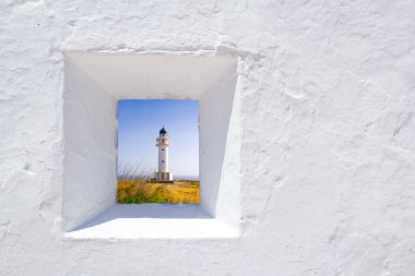 Formentera mediterranean white wall window clipart