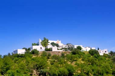 Ibiza Santa Eulalia del Rio hill houses clipart