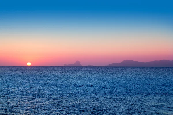Ibiza sunset from Formentera with Es Vedra — Stock Photo, Image