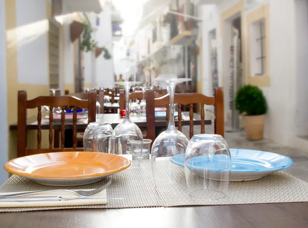 Ibiza Island, restaurantbordet i sentrum – stockfoto