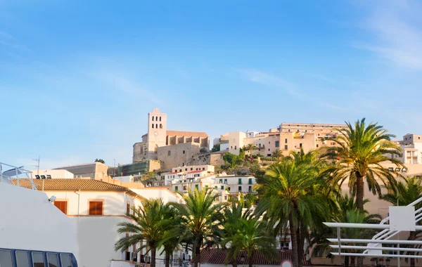Ibiza stad van eivissa met palmbomen — Stockfoto