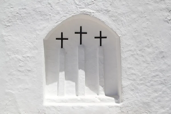Igreja branca de Ibiza em Sant Carles Peralta — Fotografia de Stock