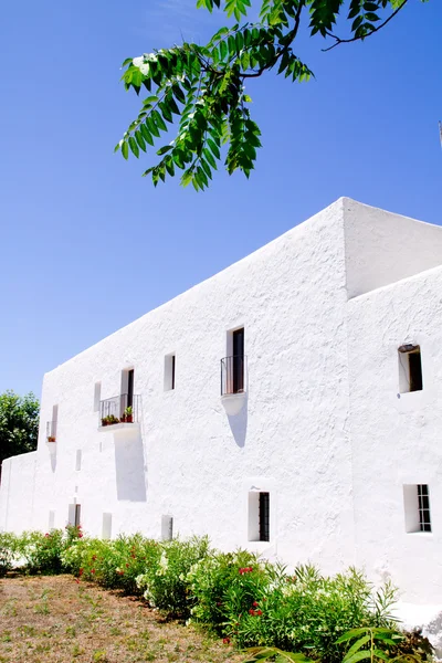 stock image Ibiza white church in Sant Carles Peralta