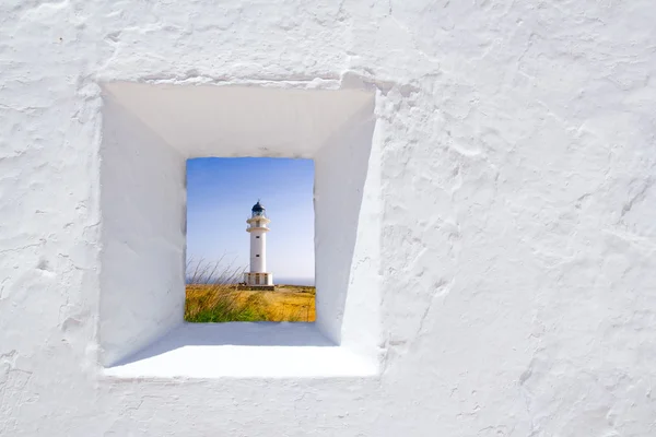 Formentera Mediterrâneo janela de parede branca — Fotografia de Stock