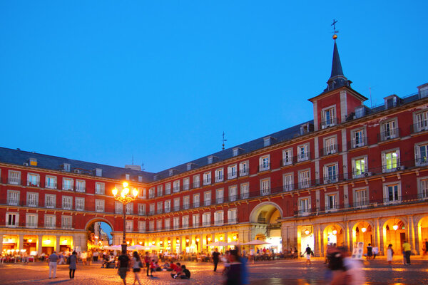 Madrid Plaza Mayor typical square in Spain