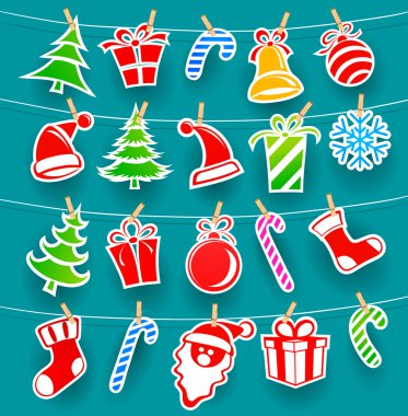 Background with Christmas icons clipart