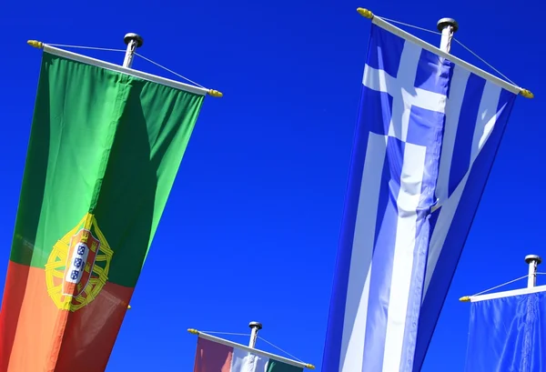 ポルトガルとギリシャの国旗 — ストック写真