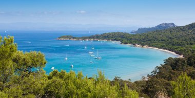 Panoramic view of Porquerolles island in France clipart