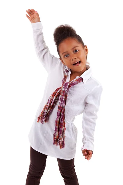 Aranyos kis afrikai, ázsiai lány elszigetelt fehér background — Stock Fotó