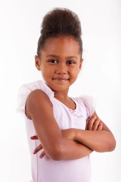 Lindo poco africano asiático chica con brazos cruzados —  Fotos de Stock