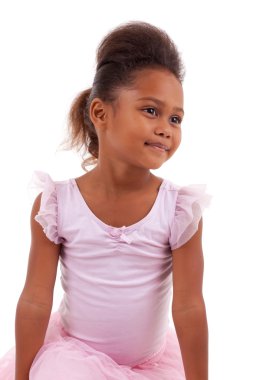 Cute little African Asian girl with folded arms clipart