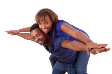 Portrait of a happy young couple having fun clipart