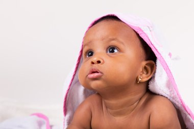 Adorable little african american baby girl clipart