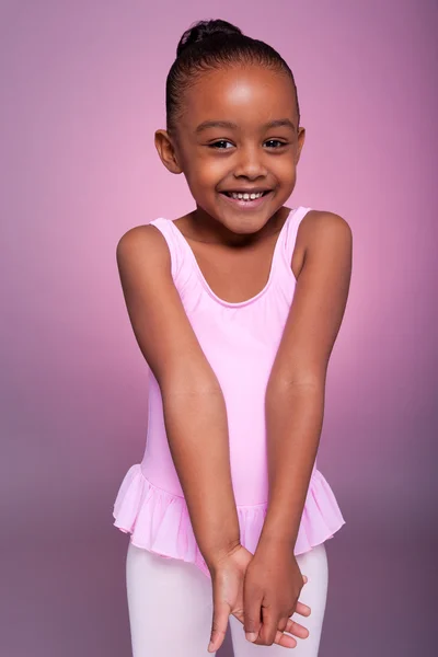 Cute little African American girl wearing a ballet costume — Stock Photo, Image