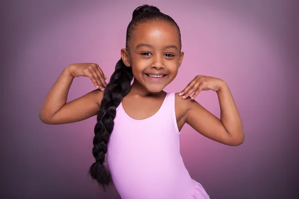 Cute little African American girl dancing — Stock Photo, Image