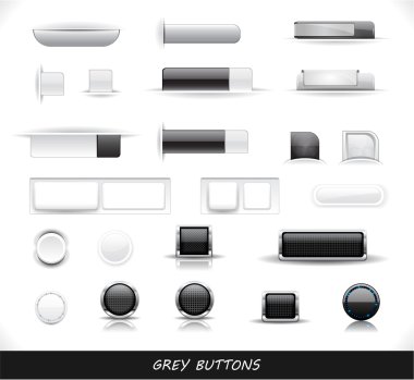 Set of grey web buttons clipart