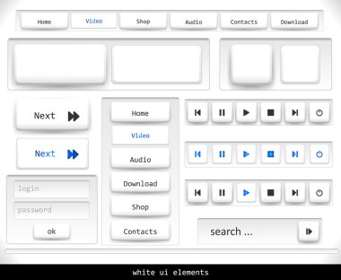 Set of white ui elements clipart