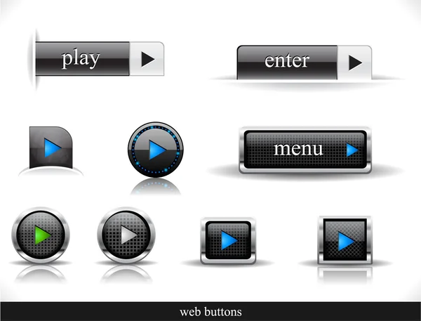 Ensemble de boutons web sombres — Image vectorielle