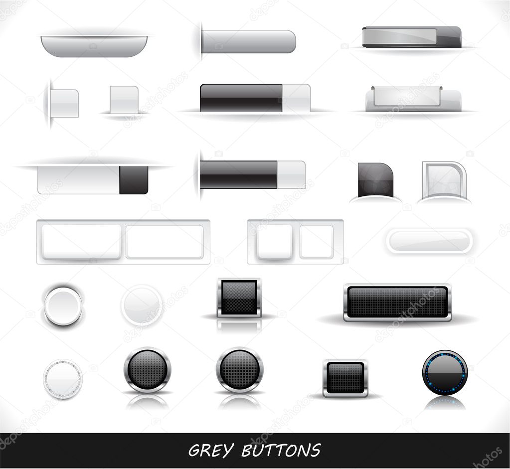 Set of grey web buttons